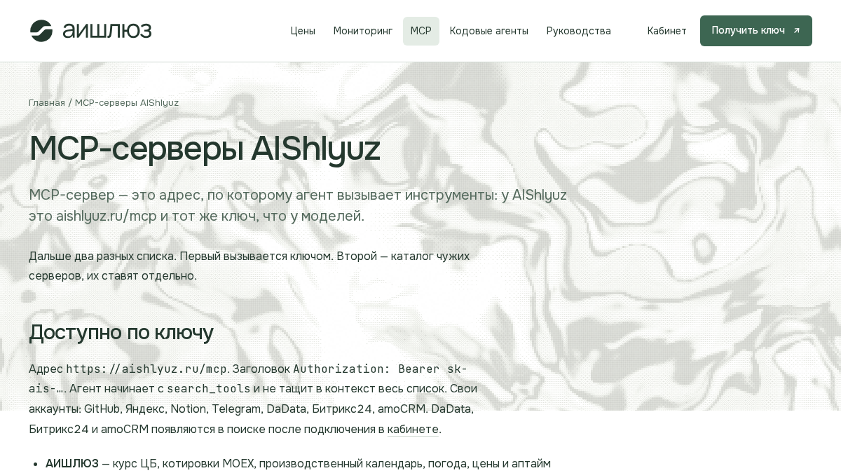MCP-сервер в Claude Code и Cursor: подключаем одним ключом AIShlyuz